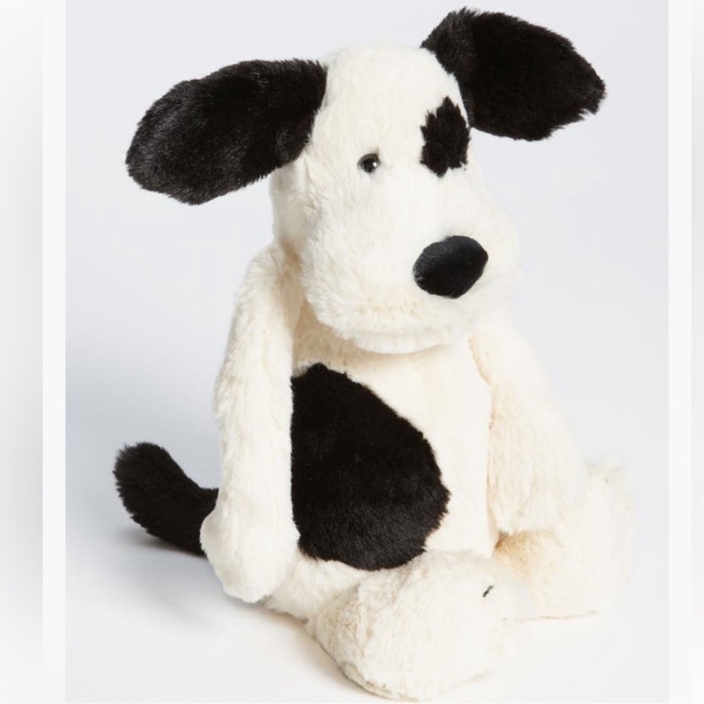 JELLYCAT Bashful Puppy Black & Cream Plush